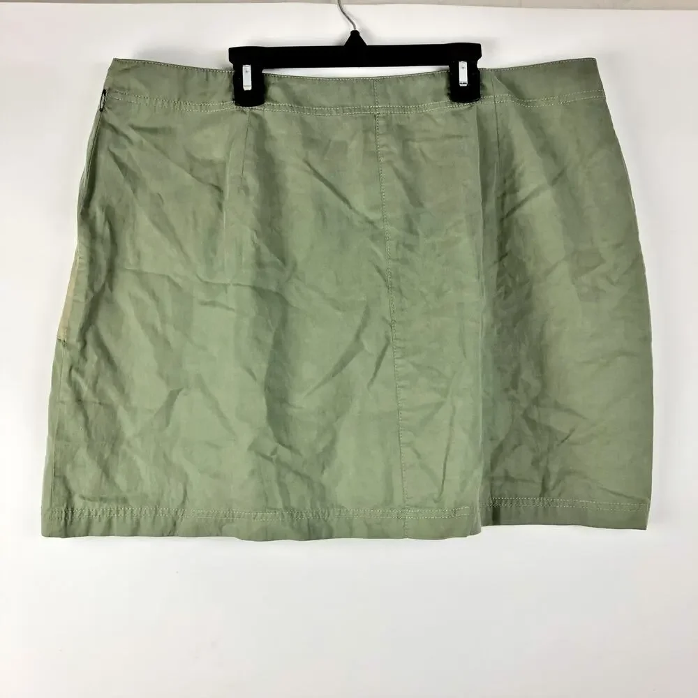 TREASURE & BOND Mini Skirt 2X Olive Green Pocket Block Button Up NWOT